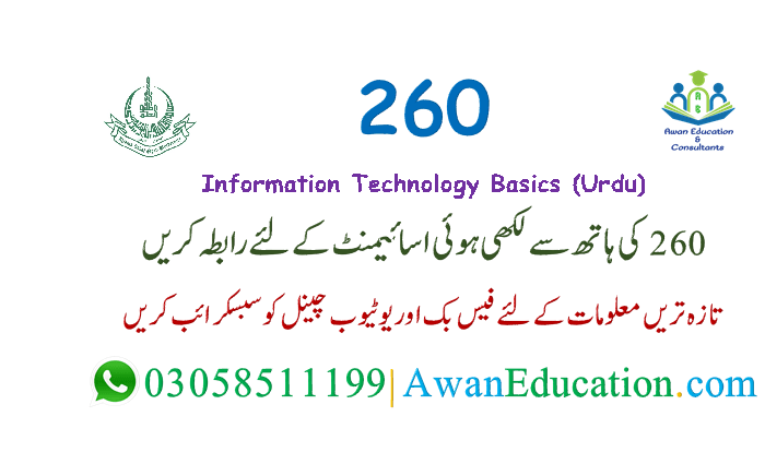 260 Information Technology Basics Urdu Matric Free Solved Assignments