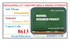 Developing 21st century skills among students - Creativity - Manual research project 8613 autumn 2022