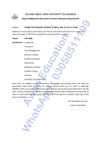 soft skills aiou 8613 manual research project for Leadership Teamwork Time Management Decision making Conflict Resolution Work Ethics Attention to details Problem solving Curiosity Flexibility and Adaptability